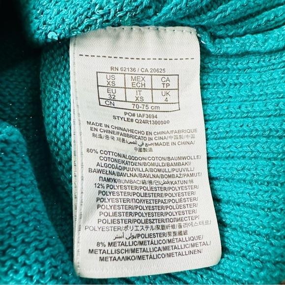 NWT Guess Women’s Sz XSmall Bombay Sapphire Anali Sequin Short Sleeve Sweater - Picture 6 of 8